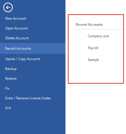 Select account 